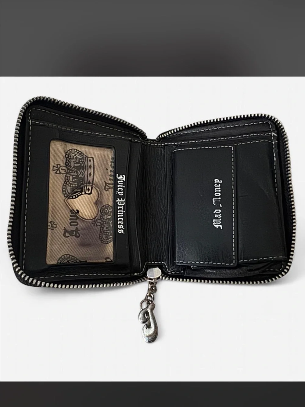 VINTAGE Juicy Couture Brown Wallet with White Text & Crown Motif